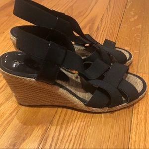 BLACK CRISS CROSS WEDGES